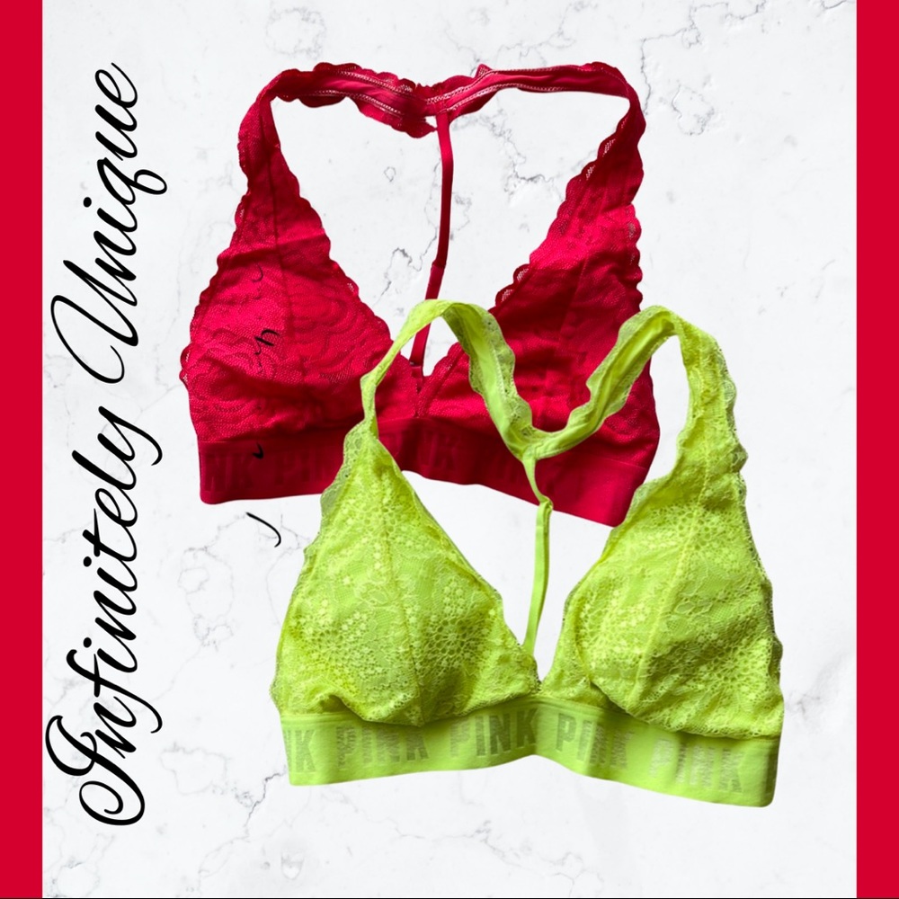2 PINK Lace bralette bundle-S